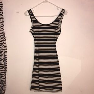 BLACK & WHITE STRIPED DRESS WITH CUT OUT BACK